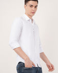Slim Fit White Foil Printed Shirt