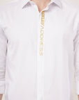 Slim Fit White Foil Printed Shirt