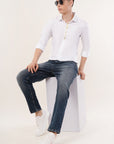 Slim Fit White Foil Printed Shirt