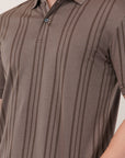 Long Stripe Grey Polo T-Shirt