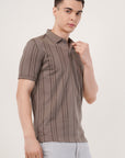 Long Stripe Grey Polo T-Shirt