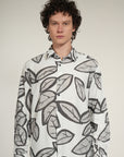 White Printed Relaxed Fit Full Sleeve Shirt