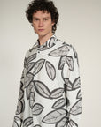 White Printed Relaxed Fit Full Sleeve Shirt