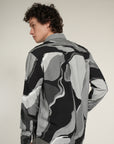 Gray Printed Relaxed Fit Full Sleeve Shirt