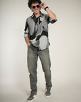 Gray Printed Relaxed Fit Full Sleeve Shirt
