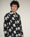 Black Printed Relaxed Fit Full Sleeve Shirt