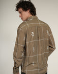 Olive Green Printed Relaxed Fit Full Sleeve Shirt