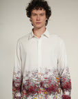 White Printed Relaxed Fit Full Sleeve Shirt