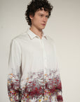 White Printed Relaxed Fit Full Sleeve Shirt