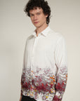 White Printed Relaxed Fit Full Sleeve Shirt