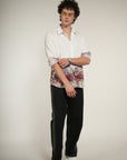 White Printed Relaxed Fit Full Sleeve Shirt