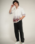 White Printed Relaxed Fit Full Sleeve Shirt