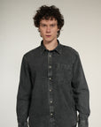 Gray Denim Relaxed Fit Full Sleeve Shirt