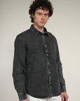 Gray Denim Relaxed Fit Full Sleeve Shirt