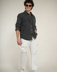 Gray Denim Relaxed Fit Full Sleeve Shirt