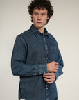 Dark Blue Denim Relaxed Fit Full Sleeve Shirt