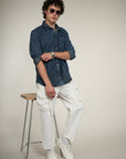 Dark Blue Denim Relaxed Fit Full Sleeve Shirt