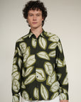Dark Green Printed Relaxed Fit Full Sleeve Shirt