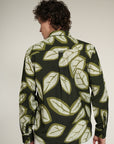 Dark Green Printed Relaxed Fit Full Sleeve Shirt