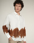 Brown Printed Relaxed Fit Full Sleeve Shirt