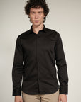 Lycra Dark Brown Slim Fit Full Sleeve Shirt