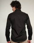 Lycra Dark Brown Slim Fit Full Sleeve Shirt