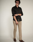 Lycra Dark Brown Slim Fit Full Sleeve Shirt