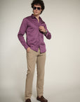LYCRA Purple Slim Fit Full Sleeve Shirt