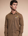 Montgolfier Embroidery Relaxed Fit Shirt-Sap Green
