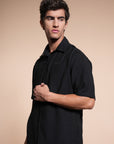 Overhanging Black Cotton Shirt