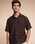 Overhanging Brown Cotton Shirt