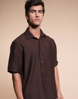 Overhanging Brown Cotton Shirt