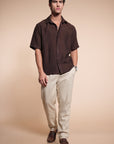 Overhanging Brown Cotton Shirt