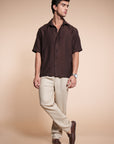 Overhanging Brown Cotton Shirt