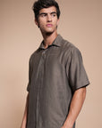 Overhanging Light Brown Cotton Shirt