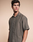 Overhanging Olive Green Cotton Shirt