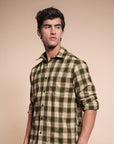 Flannel Relaxed Fit Check Shirt- Forest Green