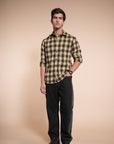 Flannel Relaxed Fit Check Shirt- Forest Green