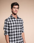 Flannel Relaxed Fit Black Check Shirt