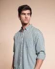 Green Check Relaxed Fit Full Sleeve Shirt