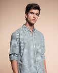 Green Check Relaxed Fit Full Sleeve Shirt
