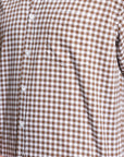 Brown Small Check Relaxed Fit Full Sleeve Shirt