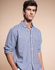 Blue Check Relaxed Fit Full Sleeve Shirt