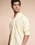 Check Yellow Relaxed Fit Full Sleeve Shirt