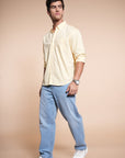Check Yellow Relaxed Fit Full Sleeve Shirt