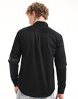 Black Slim Fit Shirt with Sleeve Label