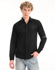 Full Sleeve Slim Fit Black Solid Shirt