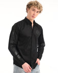 Full Sleeve Slim Fit Black Solid Shirt