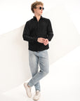Full Sleeve Slim Fit Black Solid Shirt