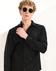 Full Sleeve Slim Fit Black Solid Shirt